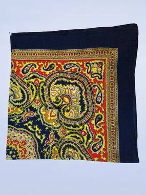 Intricate Baroque Paisley Cotton Scarf Vintage Monique Martin Made in Japan